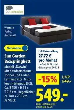 Lidl sun garden Boxspringbett Angebot