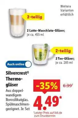 Lidl Silvercrest Thermo- gläser Angebot