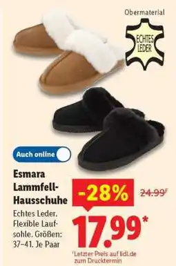 Lidl Esmara Lammfell-Hausschuhe Angebot