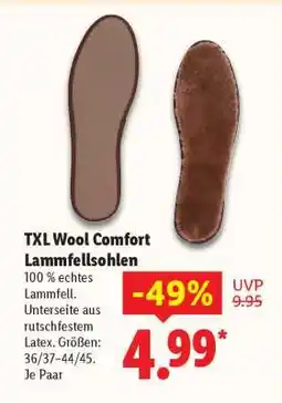 Lidl TXL Wool Comfort Lammfellsohlen Angebot