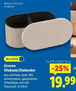 Lidl Livarno Sitzbank/Sitzhocker Angebot