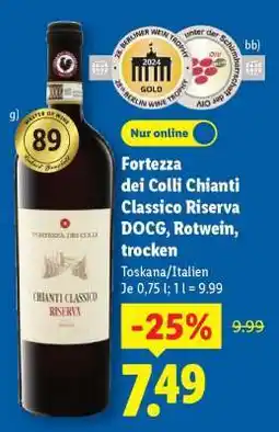 Lidl Fortezza dei Colli Chianti Classico Riserva DOCG, Rotwein, trocken Angebot