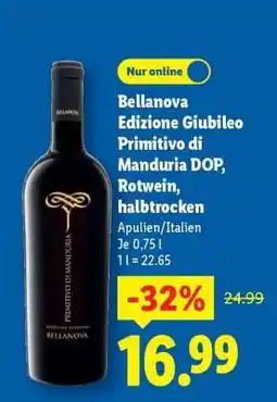 Lidl Bellanova Edizione Giubileo Primitivo di Manduria DOP, Rotwein, halbtrocken Angebot