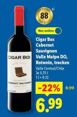 Lidl Cigar Box Cabernet Sauvignon Valle Maipo DO, Rotwein, trocken Angebot