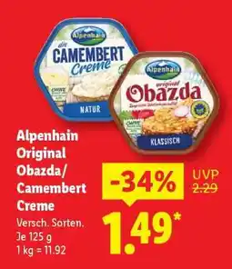Lidl Alpenhain Original Obazda/Camembert Creme Angebot