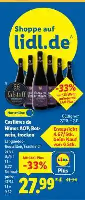Lidl Costières de Nîmes AOP, Rotwein, trocken Angebot