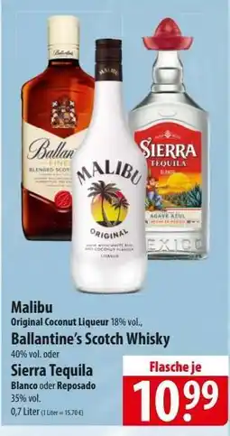 Famila Nord Ost Malibu, Ballantine’s Scotch Whisky, Sierra Tequila Angebot