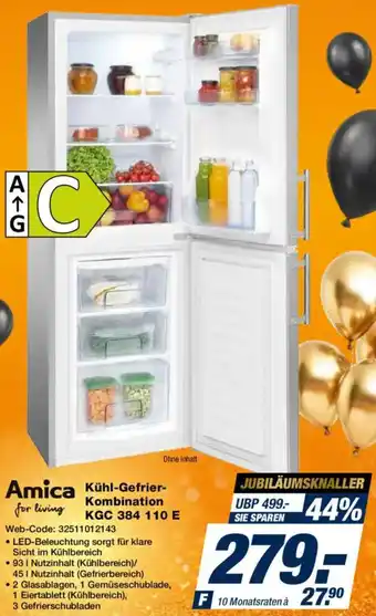 Expert Amica Kühl-Gefrier Kombination KGC 384 110 E Angebot