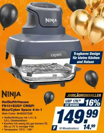 Expert NINJA Heißluftfritteuse FN101EUGY CRISPI Blau/Cyber Space 4-in-1 Angebot