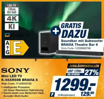 Expert SONY Mini LED TV K-55XR59B BRAVIA 5 Angebot