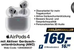Expert Apple AirPods 4 mit Aktiver Geräuschunterdrückung (ANC) Angebot