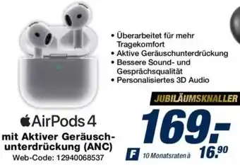 Expert Apple AirPods 4 mit Aktiver Geräuschunterdrückung (ANC) Angebot