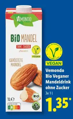 Lidl Vemondo bio veganer mandeldrink ohne zucker Angebot