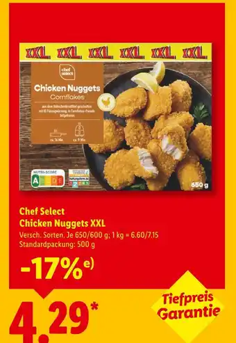 Lidl Chef select chicken nuggets xxl 650 g Angebot
