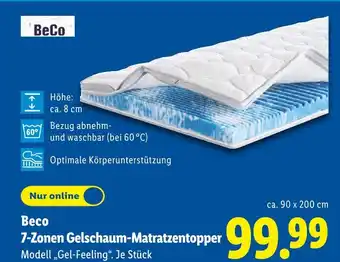 Lidl Beco 7-zonen gelschaum-matratzentopper Angebot