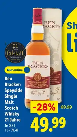 Lidl Ben bracken ben bracken speyside single malt scotch whisky 21 jahre Angebot