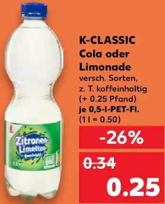 Kaufland K-CLASSIC Cola oder Limonade Angebot
