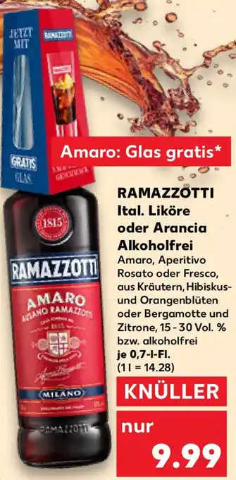 Kaufland RAMAZZOTTI Ital. Liköre oder Arancia Alkoholfrei Angebot