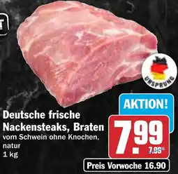 HIT Deutsche frische Nackensteaks, Braten Angebot