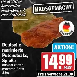 HIT Deutsche marinierte Putensteaks, Spieße Angebot