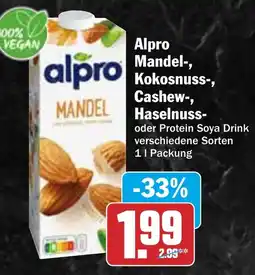 HIT Alpro Mandel-, Kokosnuss-, Cashew-, Haselnuss- oder Protein Soya Drink Angebot