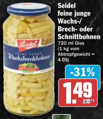 HIT Seidel feine junge Wachs-/ Brech- oder Schnittbohnen Angebot