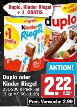 HIT Duplo oder Kinder Riegel Angebot
