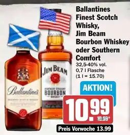 HIT Ballantines Finest Scotch Whisky, Jim Beam Bourbon Whiskey oder Southern Comfort Angebot