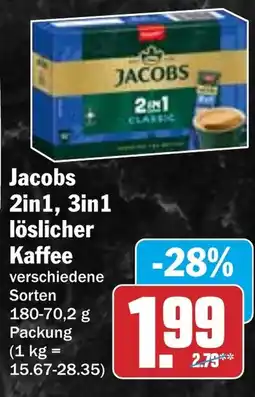 HIT Jacobs 2in1, 3in1 löslicher Kaffee Angebot