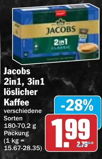 HIT Jacobs 2in1, 3in1 löslicher Kaffee Angebot