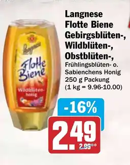HIT Langnese Flotte Biene Gebirgsblüten-, Wildblüten-, Obstblüten-, Frühlingsblüten- o. Sabienchens Honig Angebot