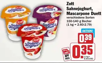 HIT Zott Sahnejoghurt, Mascarpone Duett Angebot