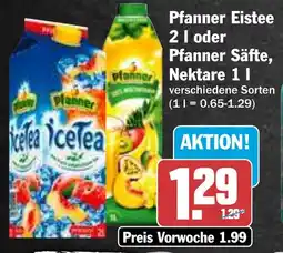 HIT Pfanner Eistee oder Pfanner Säfte, Nektare Angebot