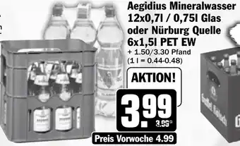 HIT Aegidius Mineralwasser oder Nürburg Quelle Angebot