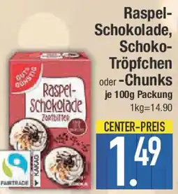 E-Center Raspel- Schokolade, Schoko- Tröpfchen oder -Chunks Angebot
