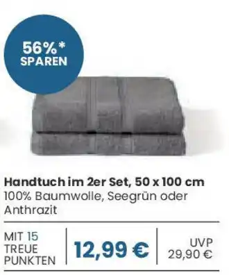 E-Center Handtuch im 2er Set, 50 x 100 cm Angebot