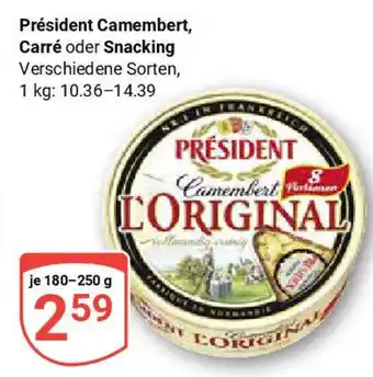 Globus Président Camembert, Carré oder Snacking Angebot