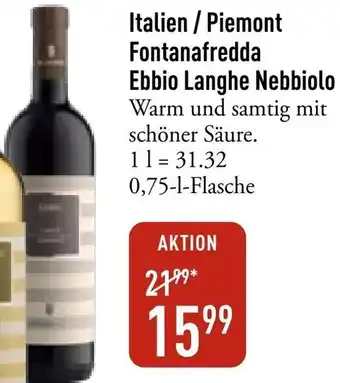 Galeria Markthalle Italien / Piemont Fontanafredda Ebbio Langhe Nebbiolo Angebot