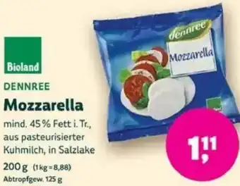 Biomarkt DENNREE Mozzarella Angebot