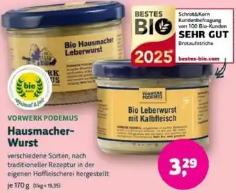 Biomarkt VORWERK PODEMUS Hausmacher Wurst Angebot