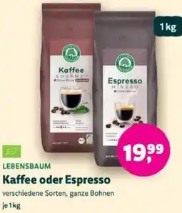 Biomarkt LEBENSBAUM Kaffee oder Espresso Angebot