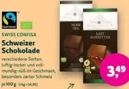 Biomarkt SWISS CONFISA Schweizer Schokolade Angebot