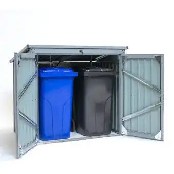 Netto Marken-Discount Metall Mülltonnenbox 2-fach anthrazit/lichtgrau Angebot