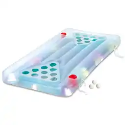 Netto Marken-Discount Summer Waves Luftmatratze & Bier-Pong Tisch inkl. LED blau 160x84x19 cm Angebot