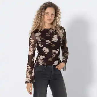 NKD Damen-Mesh-Shirt mit Trompetenärmeln Angebot