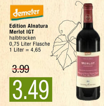 Marktkauf Demeter Edition Alnatura Merlot IGT Angebot