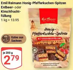 Globus Emil Reimann Honig-Pfefferkuchen-Spitzen Erdbeer- oder Kirschfruchtfüllung Angebot