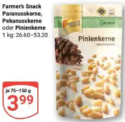 Globus Farmer's Snack Paranusskerne, Pekanusskerne oder Pinienkerne Angebot
