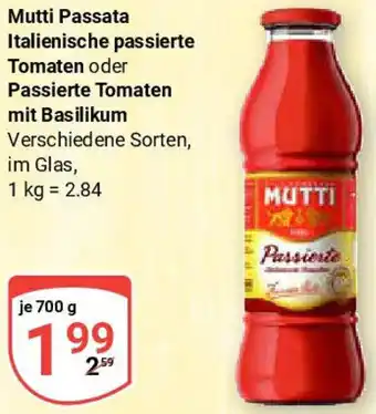 Globus Mutti Passata Italienische passierte Tomaten oder Passierte Tomaten mit Basilikum Angebot