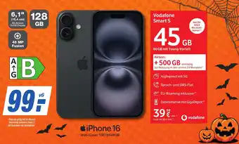 K+B Expert Apple iPhone 16 + Vodafone Smart S Angebot